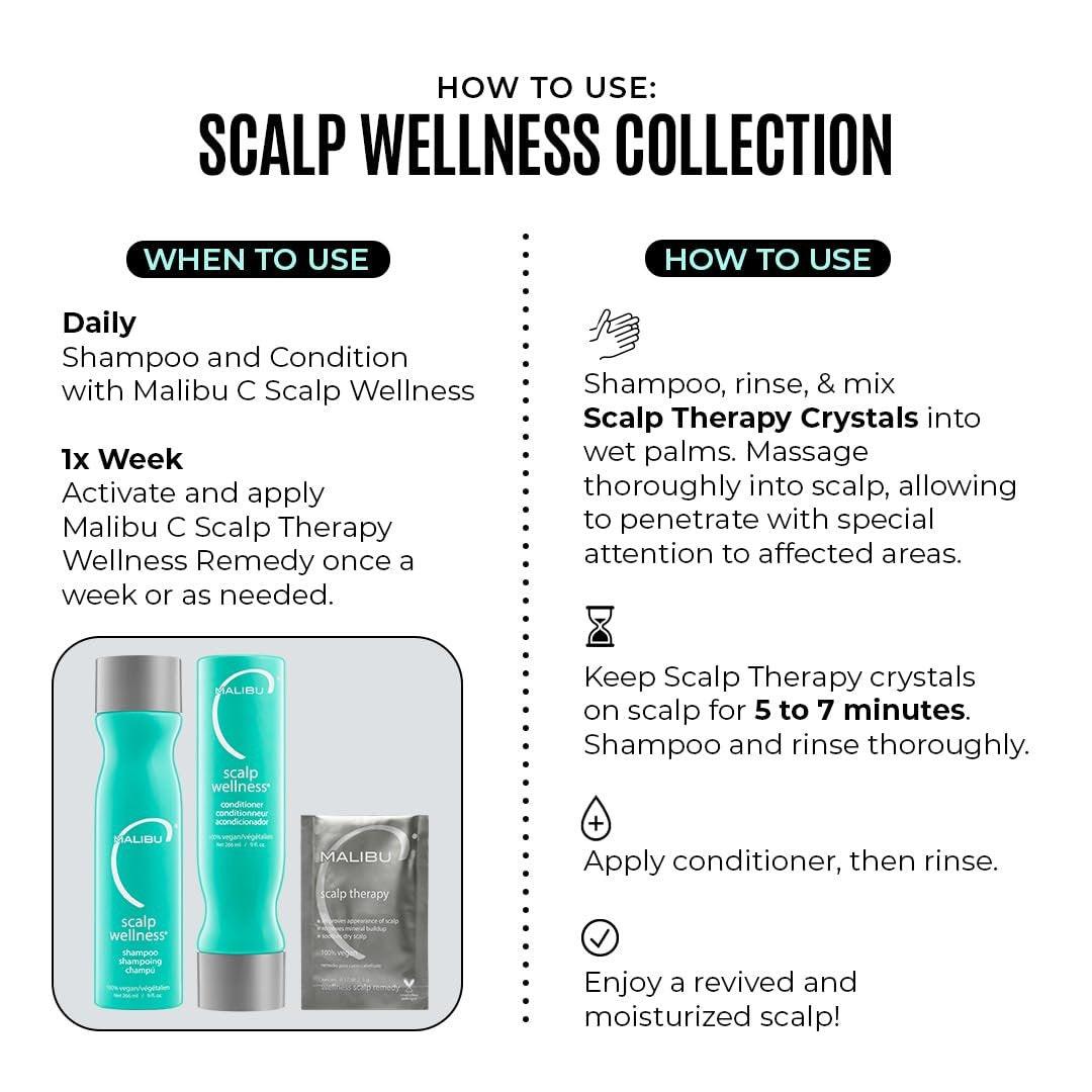 Malibu C Scalp Wellness Collection – Beruhigendes Shampoo & Conditioner Set für trockene Kopfhaut – Mit Vitamin C Antioxidant Complex – Inklusive Reisegrößen (33,8 oz)