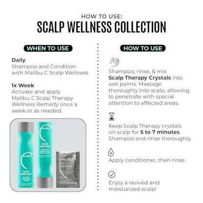 Malibu C Scalp Wellness Collection – Beruhigendes Shampoo & Conditioner Set für trockene Kopfhaut – Mit Vitamin C Antioxidant Complex – Inklusive Reisegrößen (33,8 oz)