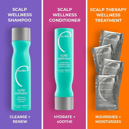 Malibu C Scalp Wellness Collection – Beruhigendes Shampoo & Conditioner Set für trockene Kopfhaut – Mit Vitamin C Antioxidant Complex – Inklusive Reisegrößen (33,8 oz)