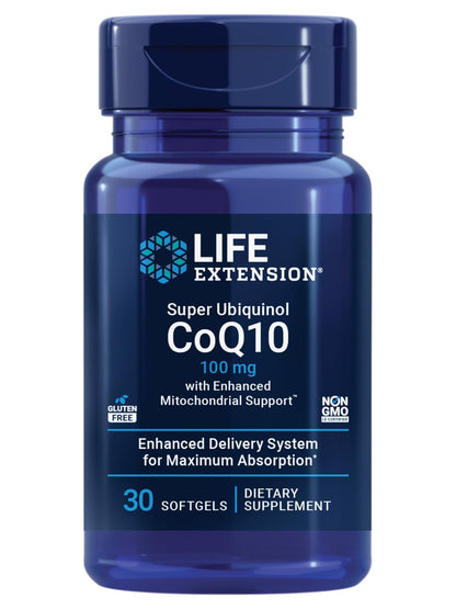 Life Extension Super Ubiquinol CoQ10 100 mg – Herzgesundheit & Mitochondriale Unterstützung, 30 Softgels, Nicht-GVO, Glutenfrei