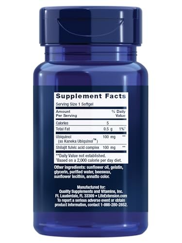Life Extension Super Ubiquinol CoQ10 100 mg – Herzgesundheit & Mitochondriale Unterstützung, 30 Softgels, Nicht-GVO, Glutenfrei