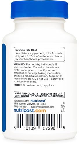 Nutricost Rhodiola Rosea 500mg – 60 vegane Kapseln, glutenfrei & nicht-GMO, pflanzliches Nahrungsergänzungsmittel
