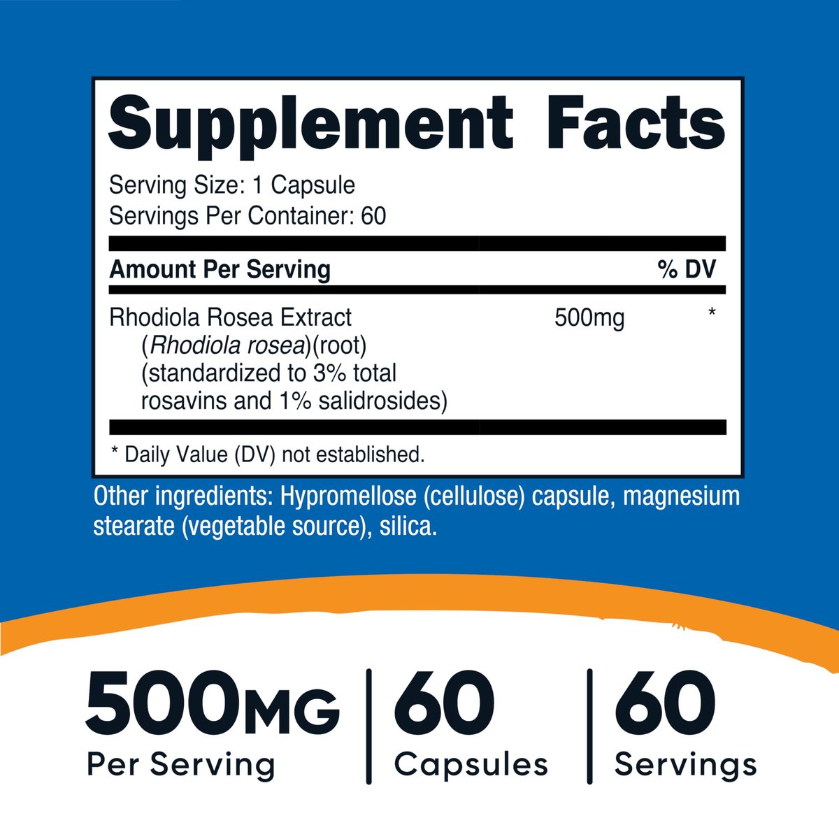 Nutricost Rhodiola Rosea 500mg – 60 vegane Kapseln, glutenfrei & nicht-GMO, pflanzliches Nahrungsergänzungsmittel