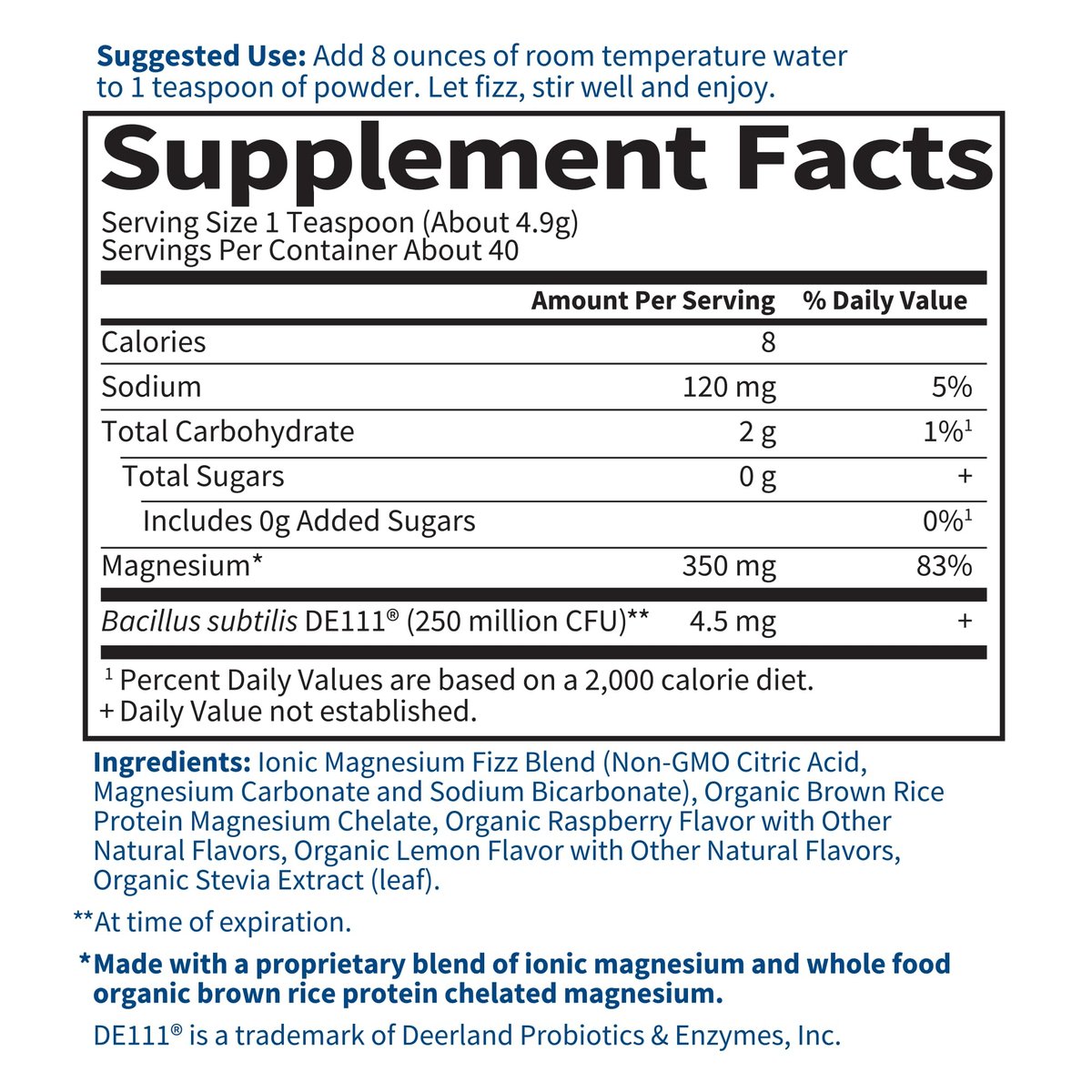 Garden of Life Dr. Formulated Whole Food Magnesium Pulver mit Probiotika – Stress- und Schlafunterstützung, Nicht-GVO, Glutenfrei, Vegan, Himbeer-Zitronen-Geschmack, 40 Portionen