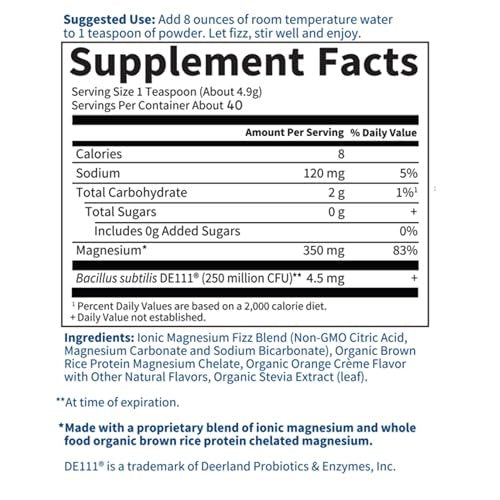 Garden of Life Dr. Formuliertes Vollwert-Magnesium 197,4 g Pulver - Orange, cheliert, nicht-GVO, vegan, koscher, gluten- & zuckerfrei, mit Probiotika - Ideal gegen Stress, für Ruhe & Regelmäßigkeit