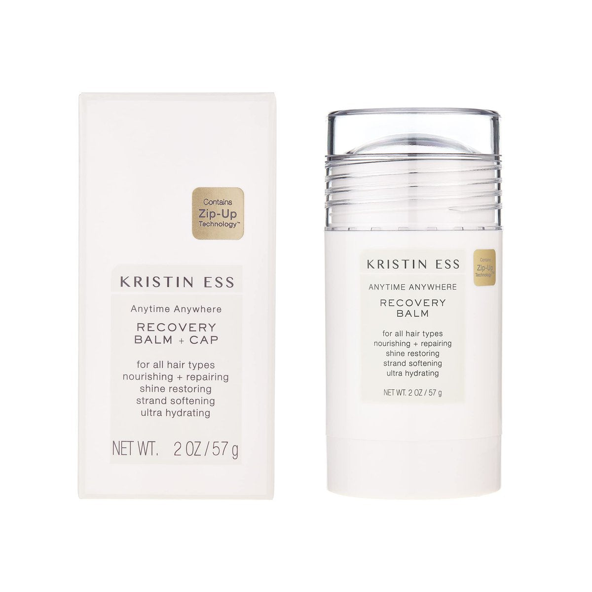Kristin Ess Hair Recovery Balm Treatment für geschädigtes Haar + Slick Back Styles – Pferdeschwänze, Dutts mit Kokos- und Rizinusölen, Edge Control, stellt Glanz wieder her und pflegt weich, Clean Girl Essentials 2 oz