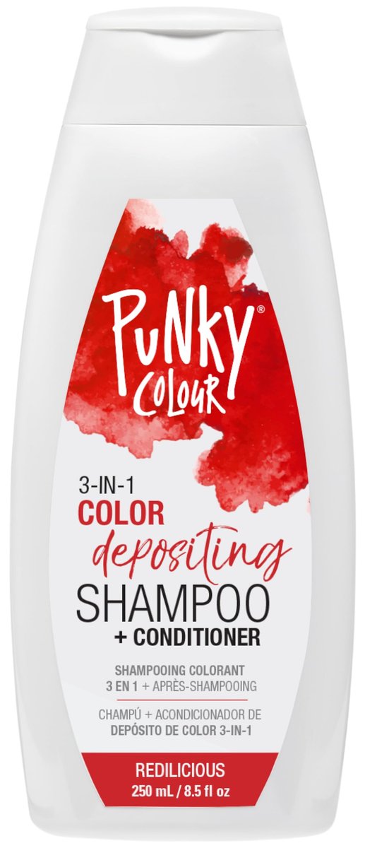 Punky Colour 3-in-1 Color Depositing Conditioner & Hair Cleanser - Redilicious, Semi-permanente Haarfarbe Auffrischung, Temporäre Haarfarbe, Sulfatfrei, Vegan, 8.5 fl oz