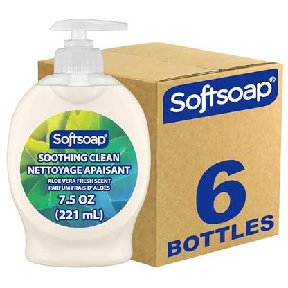 Softsoap Feuchtigkeitsspendende Flüssigseife, Beruhigende Reinigung mit Aloe Vera – 7,5 Fl Oz (6er-Pack)