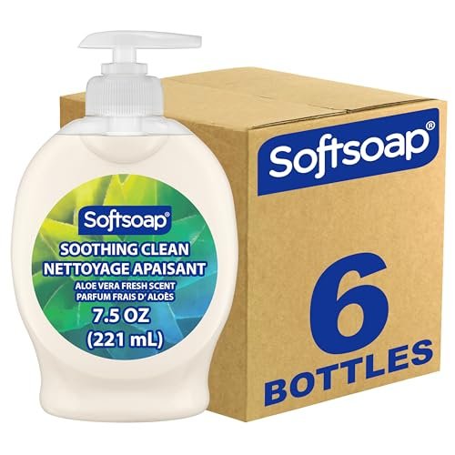Softsoap Feuchtigkeitsspendende Flüssigseife, Beruhigende Reinigung mit Aloe Vera – 7,5 Fl Oz (6er-Pack)