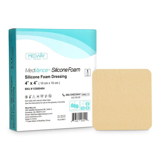 MedVance Silikon-Schaumstoff-Wundverband, selbstklebend, 10x10 cm, Packung mit 5 Verbänden