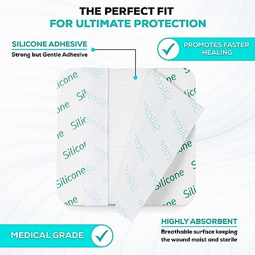MedVance Silikon-Schaumstoff-Wundverband, selbstklebend, 10x10 cm, Packung mit 5 Verbänden