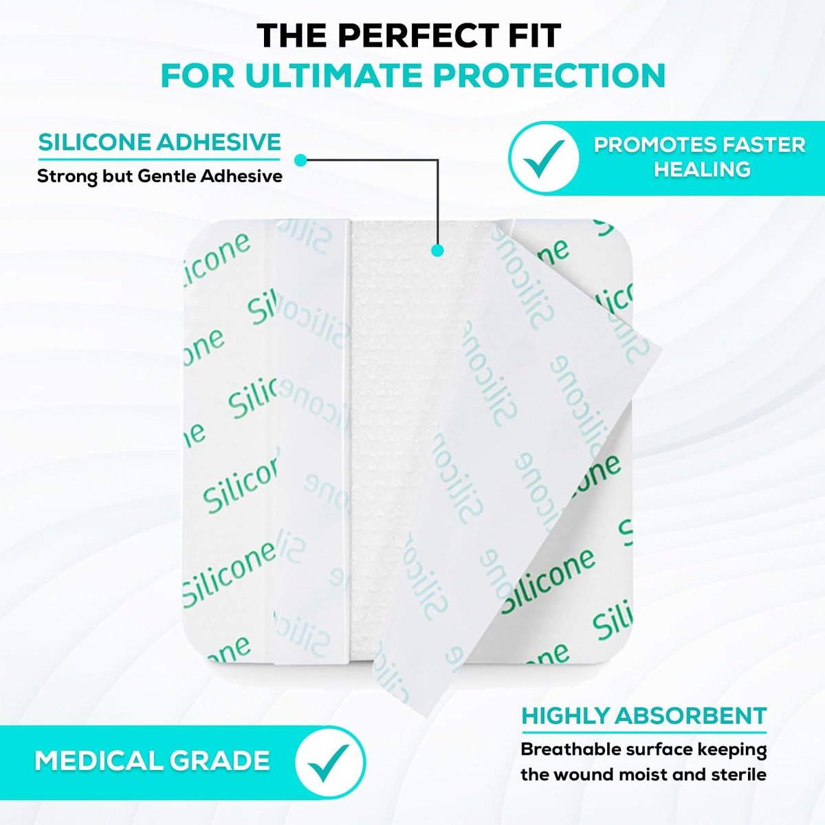 MedVance Silikon-Schaumstoff-Wundverband, selbstklebend, 10x10 cm, Packung mit 5 Verbänden