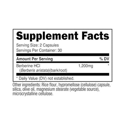 Nutricost Berberin HCl 1200 mg – 60 vegane Kapseln, glutenfrei & nicht-GMO