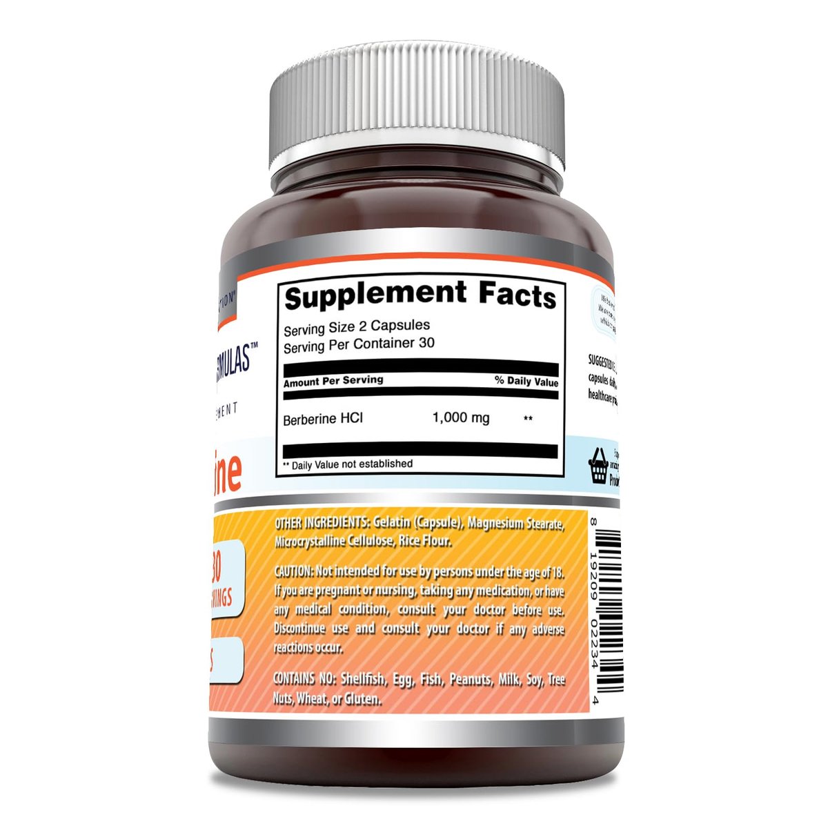 Amazing Formulas Berberin 1000 mg pro Portion – 60 Kapseln, Nahrungsergänzungsmittel, Non-GMO, glutenfrei, hergestellt in den USA