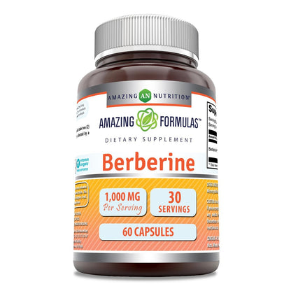 Amazing Formulas Berberin 1000 mg pro Portion – 60 Kapseln, Nahrungsergänzungsmittel, Non-GMO, glutenfrei, hergestellt in den USA
