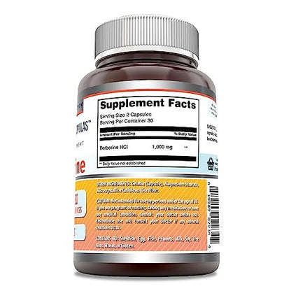 Amazing Formulas Berberin 1000 mg pro Portion – 60 Kapseln, Nahrungsergänzungsmittel, Non-GMO, glutenfrei, hergestellt in den USA