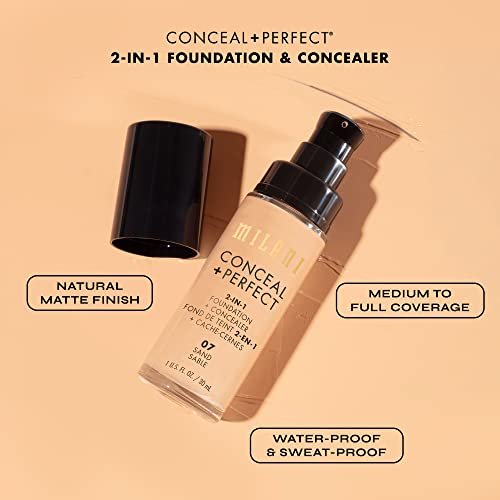 Milani Conceal + Perfect 2-in-1 Foundation + Concealer – Wasserfest & Schweißresistent – 11A-Nutmeg