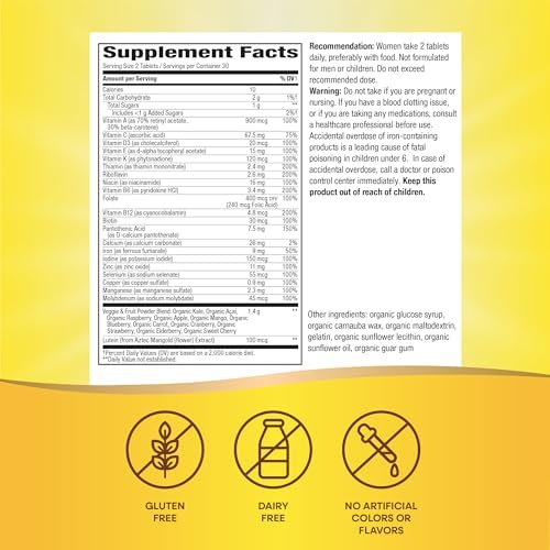 Nature's Way Alive! Women's Garden Goodness Complete Multivitamin – 60 Tabletten mit Bio-Grünkohl, Acai und Himbeere