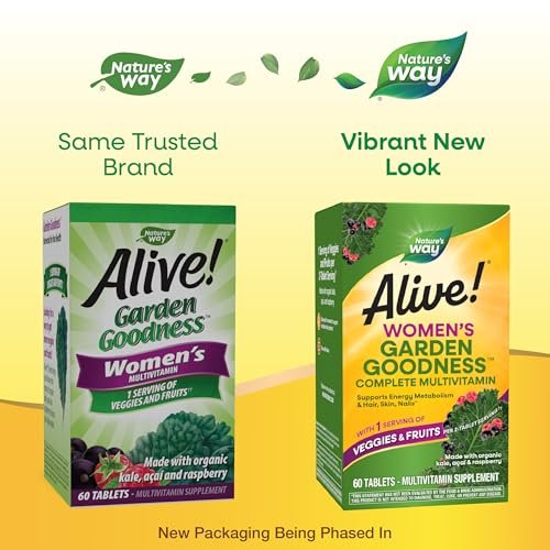 Nature's Way Alive! Women's Garden Goodness Complete Multivitamin – 60 Tabletten mit Bio-Grünkohl, Acai und Himbeere