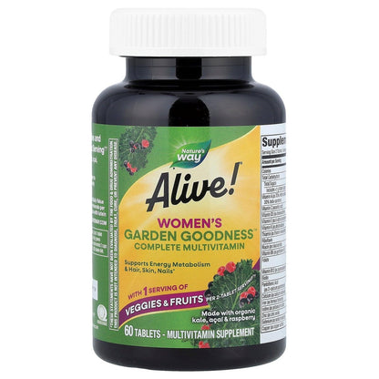 Nature's Way Alive! Women's Garden Goodness Complete Multivitamin – 60 Tabletten mit Bio-Grünkohl, Acai und Himbeere
