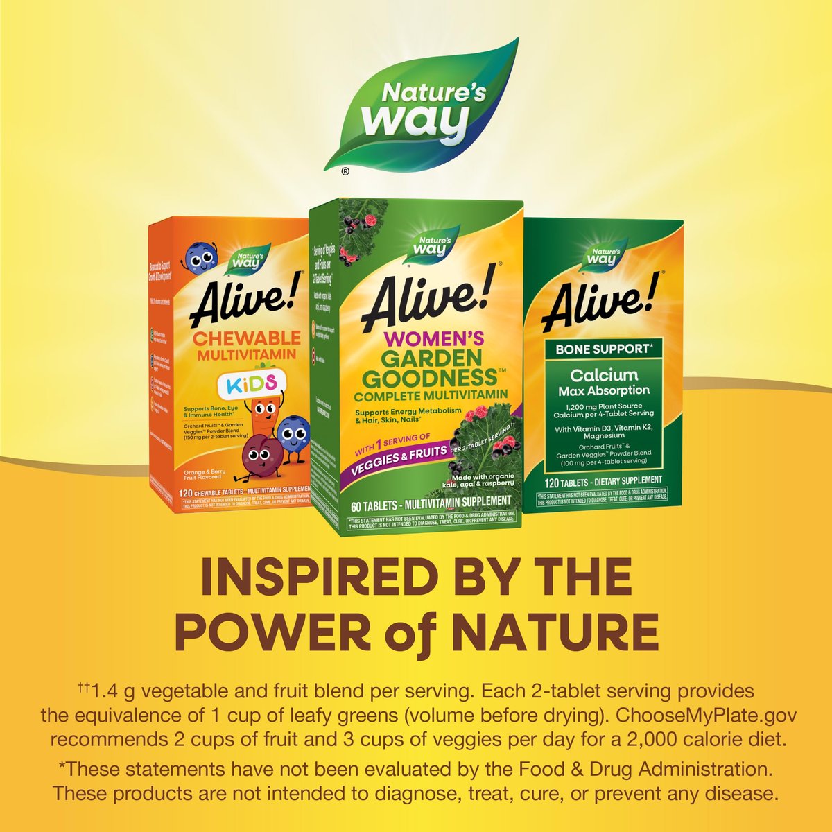 Nature's Way Alive! Women's Garden Goodness Complete Multivitamin – 60 Tabletten mit Bio-Grünkohl, Acai und Himbeere