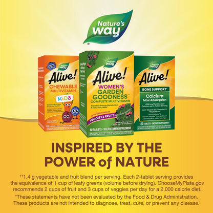 Nature's Way Alive! Women's Garden Goodness Complete Multivitamin – 60 Tabletten mit Bio-Grünkohl, Acai und Himbeere