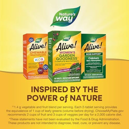 Nature's Way Alive! Women's Garden Goodness Complete Multivitamin – 60 Tabletten mit Bio-Grünkohl, Acai und Himbeere