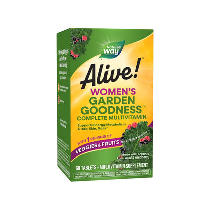 Nature's Way Alive! Women's Garden Goodness Complete Multivitamin – 60 Tabletten mit Bio-Grünkohl, Acai und Himbeere