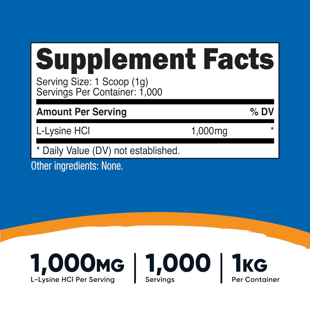 Nutricost L-Lysin Pulver 1KG (2,2 lbs) - Reines L-Lysin, Nicht-GVO, Glutenfrei