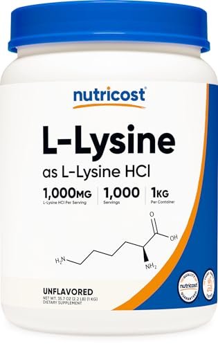 Nutricost L-Lysin Pulver 1KG (2,2 lbs) - Reines L-Lysin, Nicht-GVO, Glutenfrei