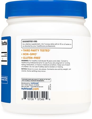 Nutricost L-Lysin Pulver 500 Gramm - Reines L-Lysin, Nicht-GVO, Glutenfrei