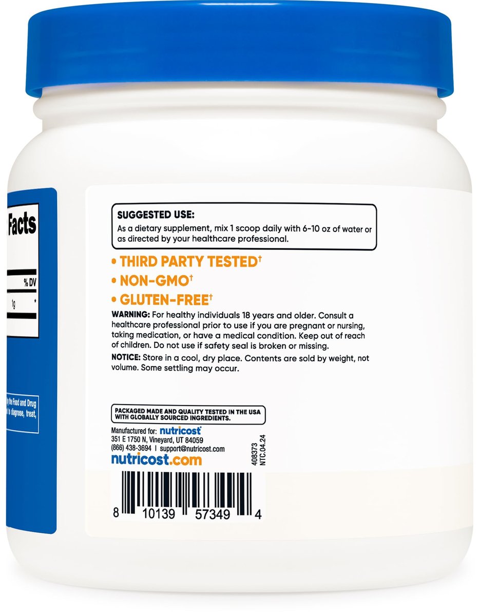 Nutricost L-Lysin Pulver 500 Gramm - Reines L-Lysin, Nicht-GVO, Glutenfrei