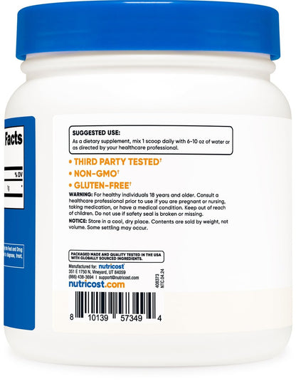 Nutricost L-Lysin Pulver 500 Gramm - Reines L-Lysin, Nicht-GVO, Glutenfrei