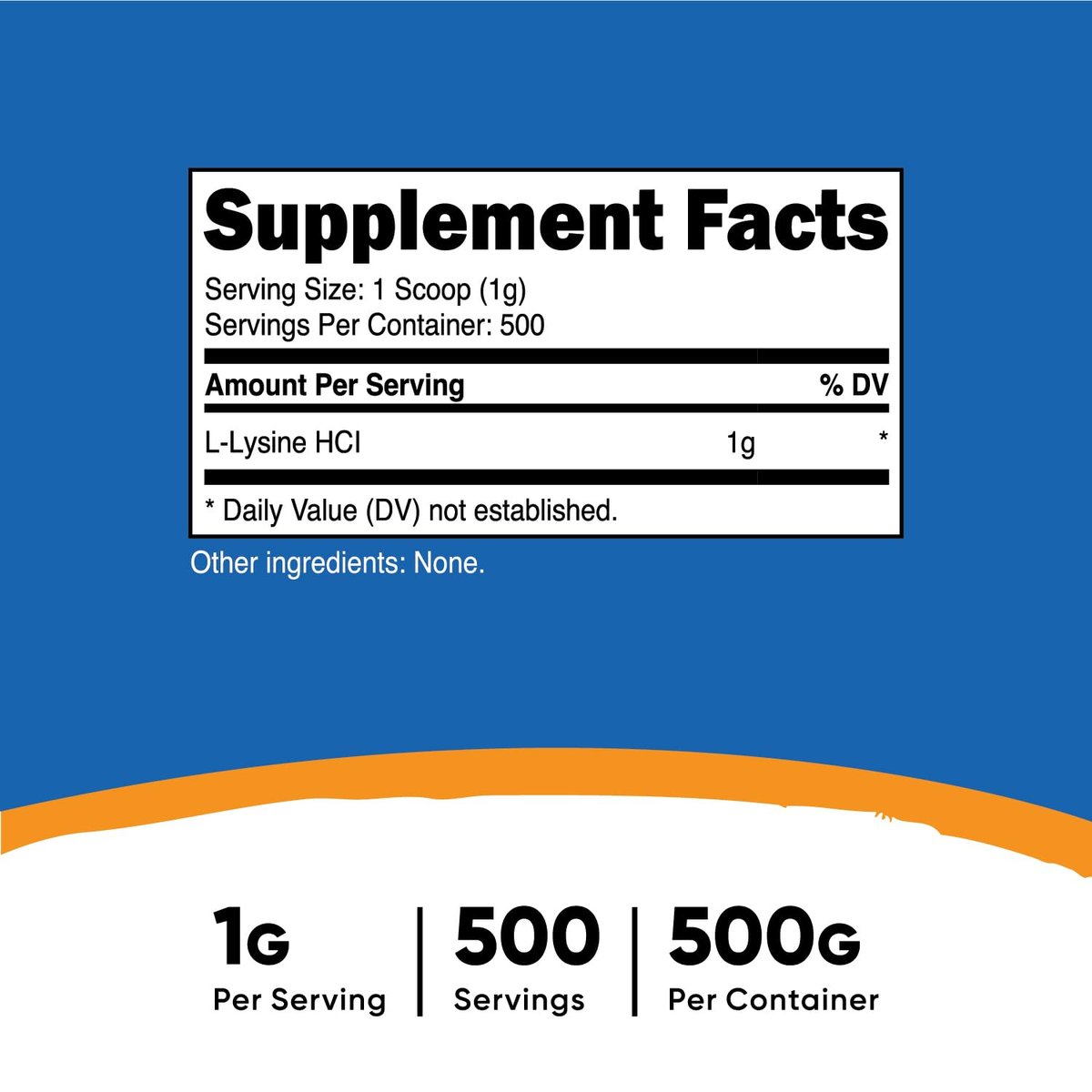 Nutricost L-Lysin Pulver 500 Gramm - Reines L-Lysin, Nicht-GVO, Glutenfrei