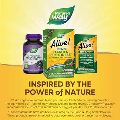 Nature's Way Alive! Garden Goodness Männermultivitamin – Eine Portion Gemüse und Früchte, hochwirksame B-Vitamine, 60 Tabletten