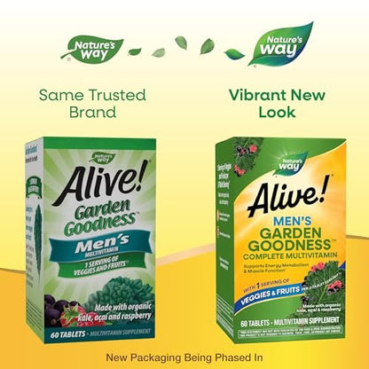 Nature's Way Alive! Garden Goodness Männermultivitamin – Eine Portion Gemüse und Früchte, hochwirksame B-Vitamine, 60 Tabletten