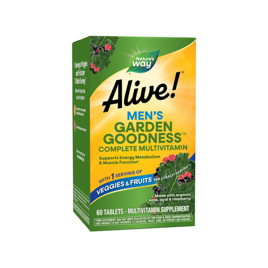 Nature's Way Alive! Garden Goodness Männermultivitamin – Eine Portion Gemüse und Früchte, hochwirksame B-Vitamine, 60 Tabletten