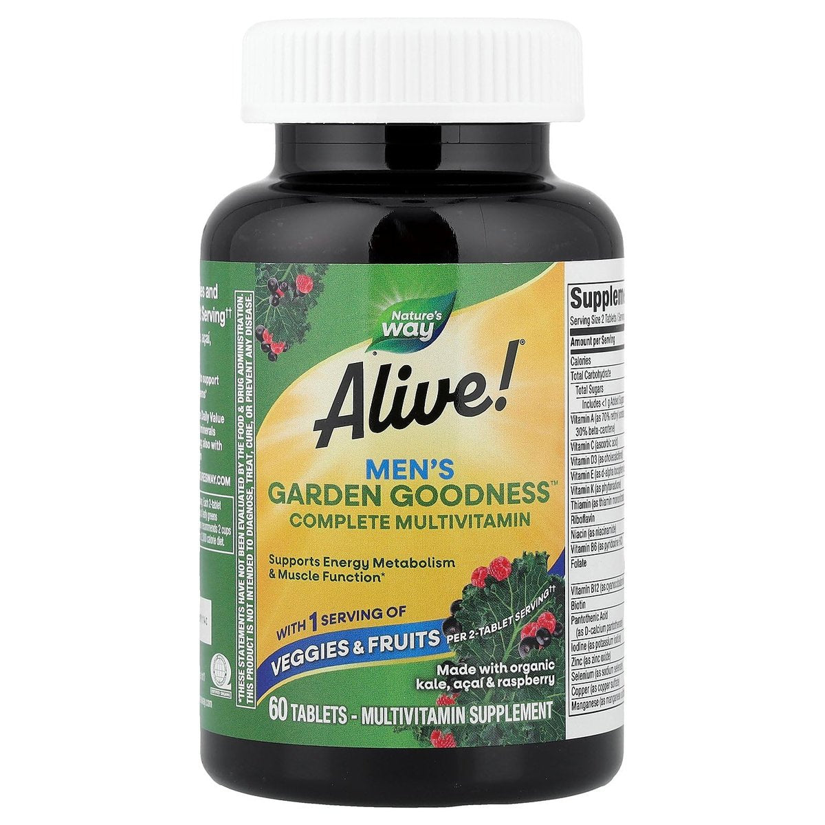 Nature's Way Alive! Garden Goodness Männermultivitamin – Eine Portion Gemüse und Früchte, hochwirksame B-Vitamine, 60 Tabletten