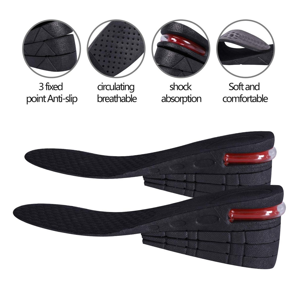 3-schichtige 7 cm Air Cushion Schuh-Einlegesohlen für Männer und Frauen – Höhenverstellbare Schuhpolster-Kit (2,75'' / 7 cm)