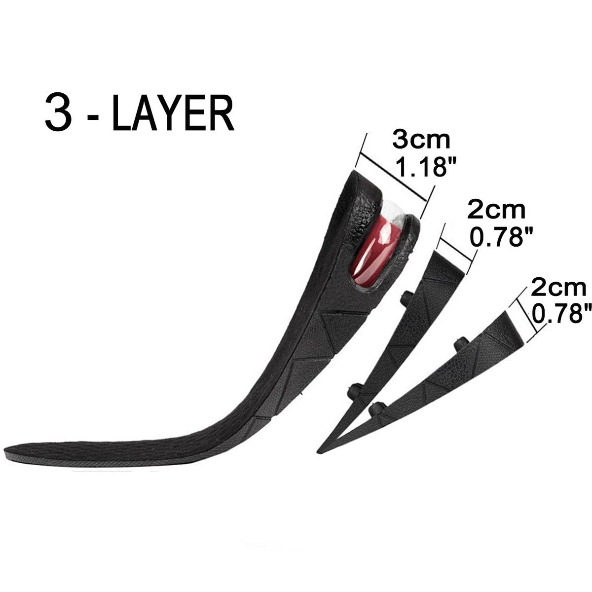 3-schichtige 7 cm Air Cushion Schuh-Einlegesohlen für Männer und Frauen – Höhenverstellbare Schuhpolster-Kit (2,75'' / 7 cm)