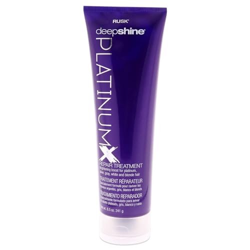 RUSK Deepshine PlatinumX Reparaturbehandlung – Repariert und pflegt chemisch behandeltes oder geschädigtes Haar, verleiht Glanz für Platin, Blond, Grau und Silber, 250 ml