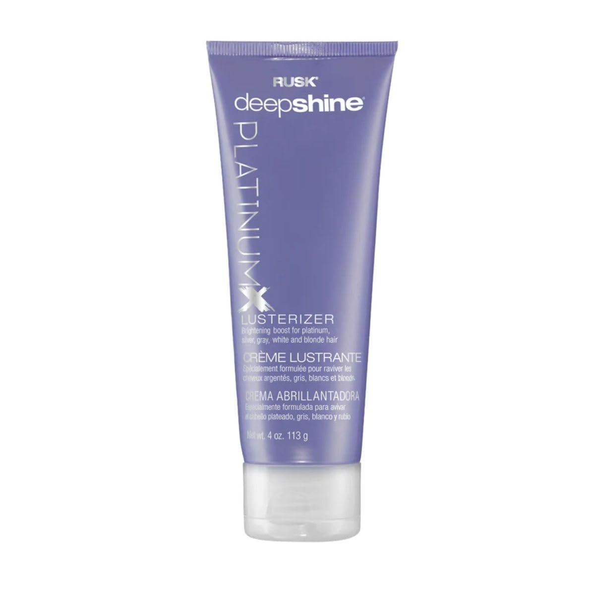 RUSK Deepshine PlatinumX Violett Lusterizer – Farbverstärkende Stylingcreme für blondiertes Haar – Anti-Gelbstich, Frizz-Kontrolle & Glanz (118 ml)