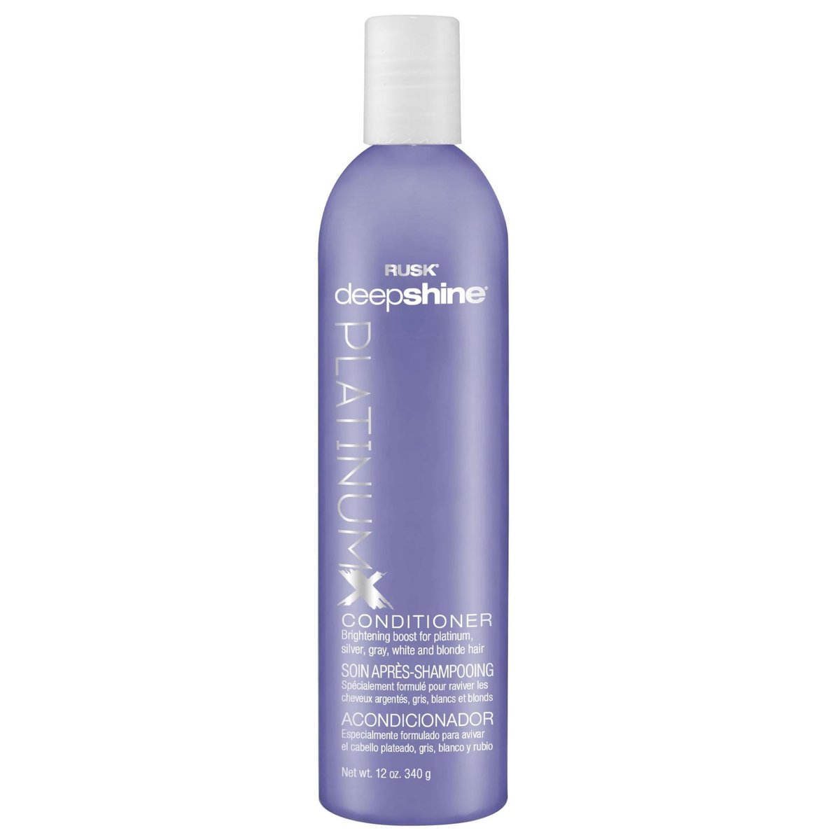 RUSK Deepshine Platinum Conditioner – Sanfter Conditioner gegen Gelbstich für platinblondes, silbernes, graues, weißes und blondes Haar, 355 ml