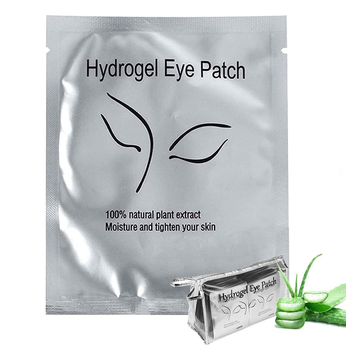 Qleng Augenpads für Wimpernverlängerung, 110 Paar Hydrogel-Pads, Silber
