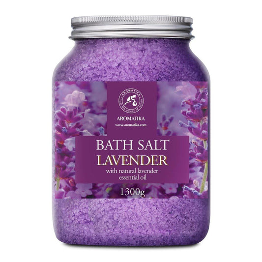 Meersalz Lavendel mit natürlichem Lavendelöl 46 Oz - Lavendel Badesalz - Lavanda Salz 1300g - Bestens für guten Schlaf - Stressabbau - Schönheit - Entspannung - Baden - Körperpflege