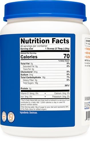 Nutricost Dextrose Pulver 2 Pfund – Nicht-GMO, Glutenfrei