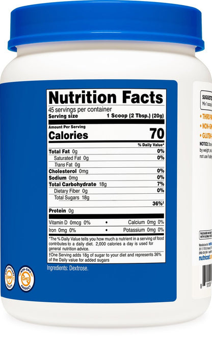 Nutricost Dextrose Pulver 2 Pfund – Nicht-GMO, Glutenfrei