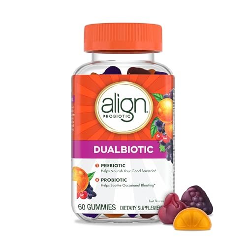 Align Dualbiotic – Prä- und Probiotikum für Frauen und Männer, 60 probiotische Gummis für die Verdauungsgesundheit, natürliche Fruchtaromen