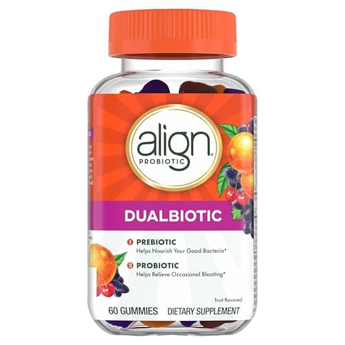 Align Dualbiotic – Prä- und Probiotikum für Frauen und Männer, 60 probiotische Gummis für die Verdauungsgesundheit, natürliche Fruchtaromen