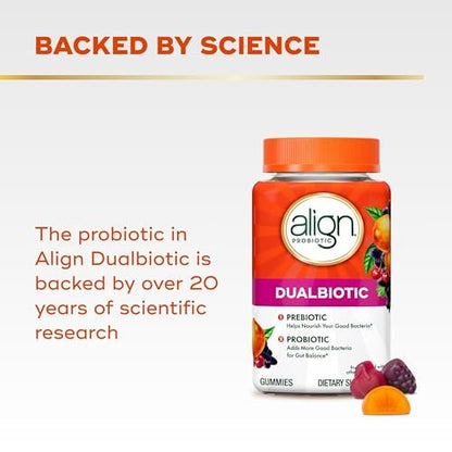 Align Dualbiotic – Prä- und Probiotikum für Frauen und Männer, 60 probiotische Gummis für die Verdauungsgesundheit, natürliche Fruchtaromen